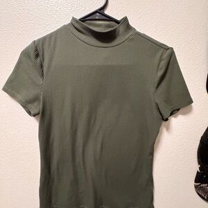 No Boundaries Olive Ribbed Short Sleeve Tee